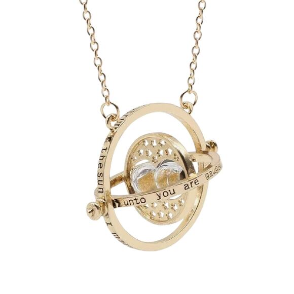 Time Turner Necklace Gold 360 Hourglass Pendant Inspired Harry Potter Hermione - Picture 3 of 5